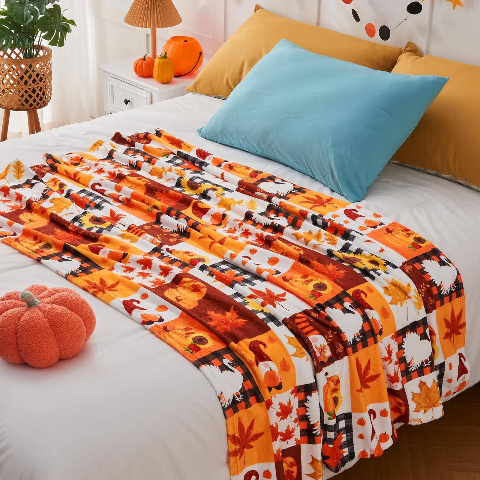 Halloween Pumpkin Flannel Blanket | Soft Polyester | Multiple Sizes Available