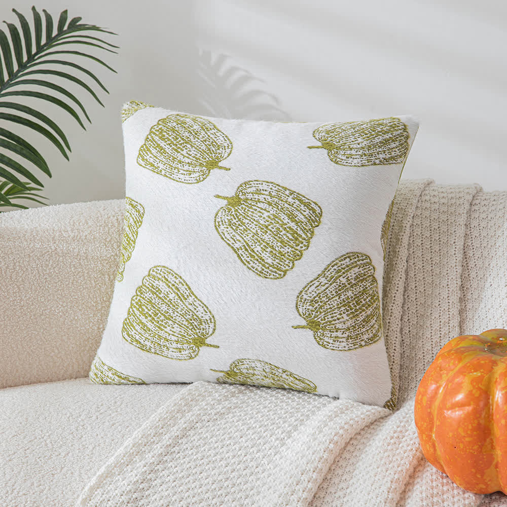 Chenille Pumpkin Pillow Cover | Embroidered Polyester | 12"x19" & 18"x18"