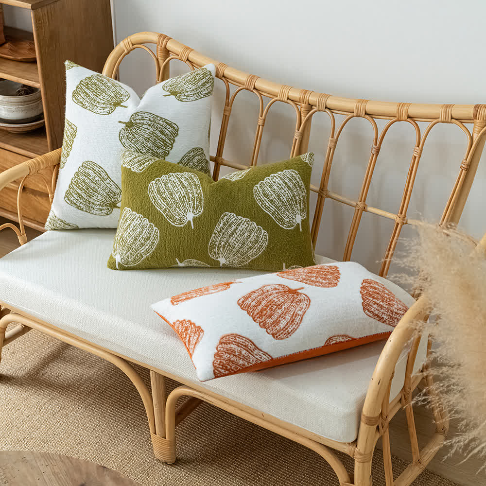 Chenille Pumpkin Pillow Cover | Embroidered Polyester | 12"x19" & 18"x18"