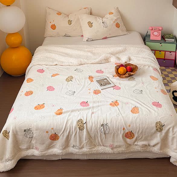 Halloween Pumpkin Fleece Blanket | Ultra-Soft Polyester | Full Size