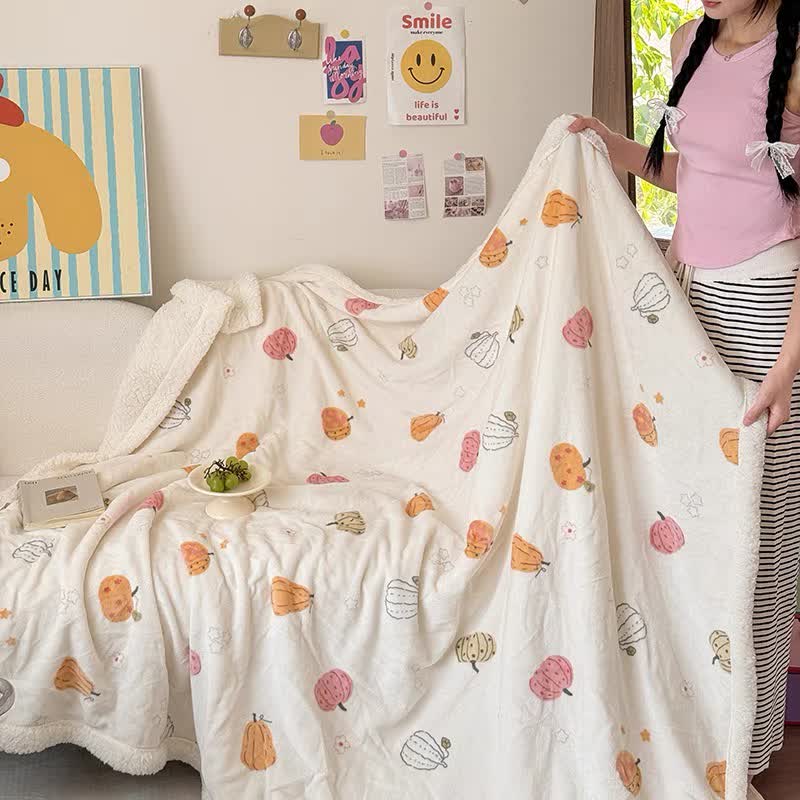 Halloween Pumpkin Fleece Blanket | Ultra-Soft Polyester | Full Size