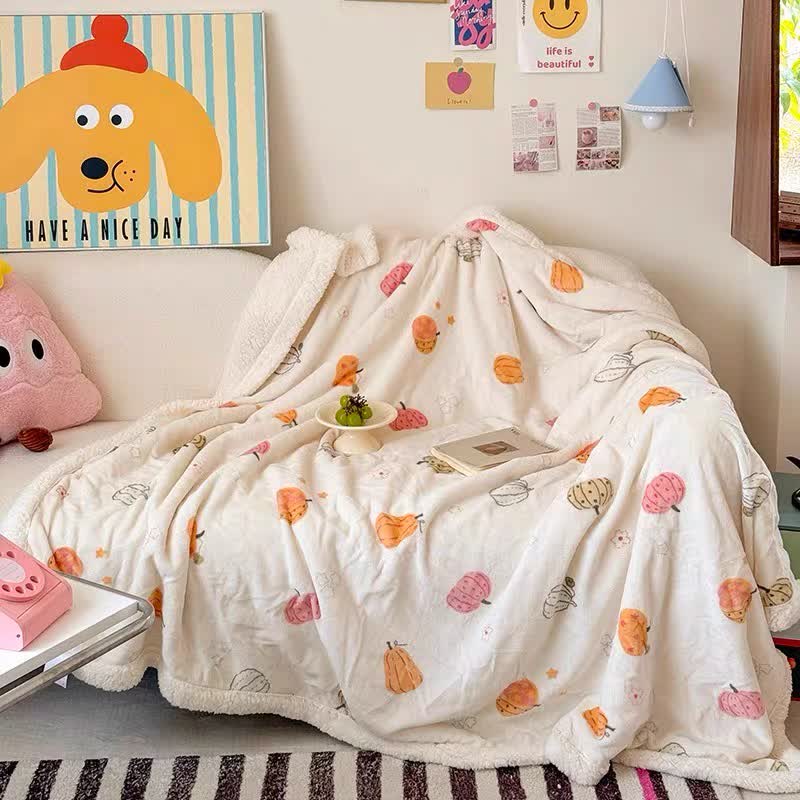 Halloween Pumpkin Fleece Blanket | Ultra-Soft Polyester | Full Size