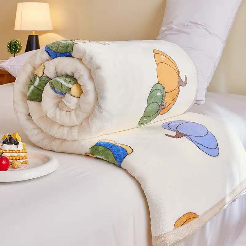 Cartoon Pumpkin Bear Flannel Blanket | Soft Polyester | 47"x79"