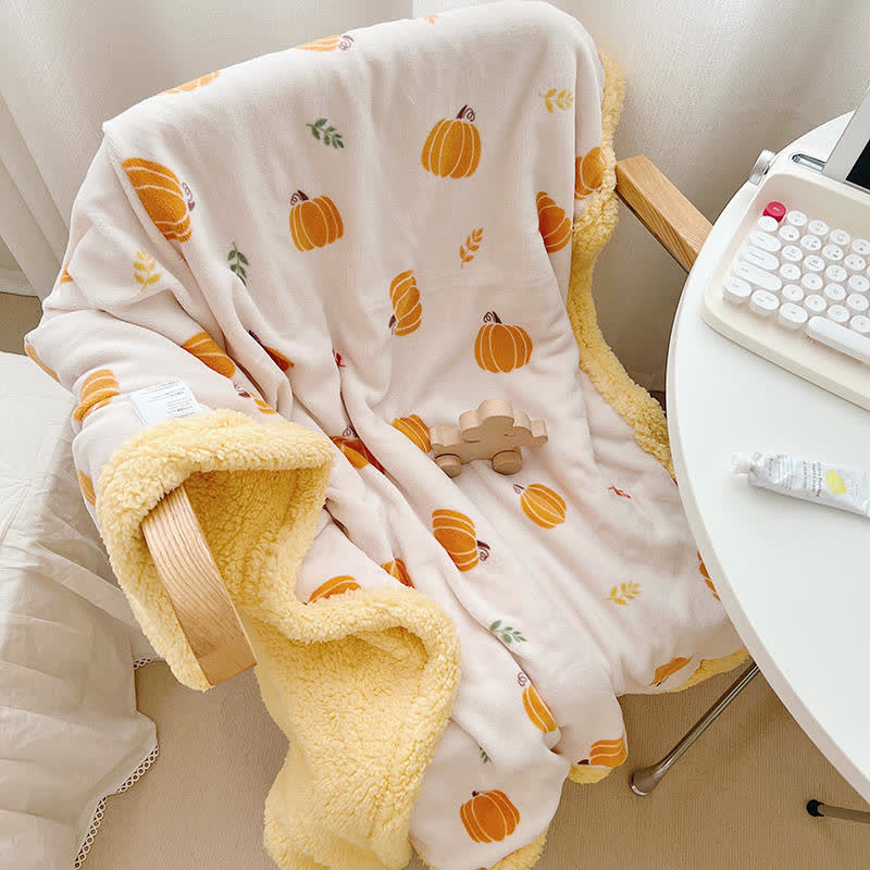 Pumpkin Sherpa Throw Blanket | Luxuriously Soft Polyester | Multiple Sizes