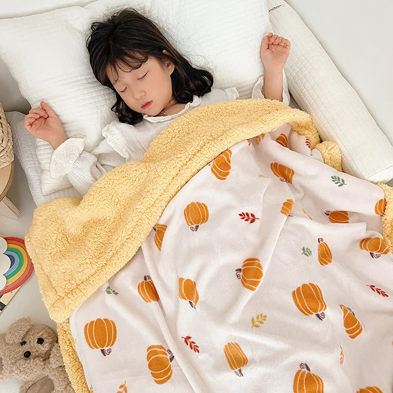 Pumpkin Sherpa Throw Blanket | Luxuriously Soft Polyester | Multiple Sizes