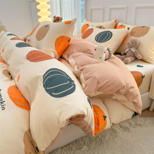 Cartoon Pumpkin Bedding Set | 100% Pure Cotton | 3-Piece
