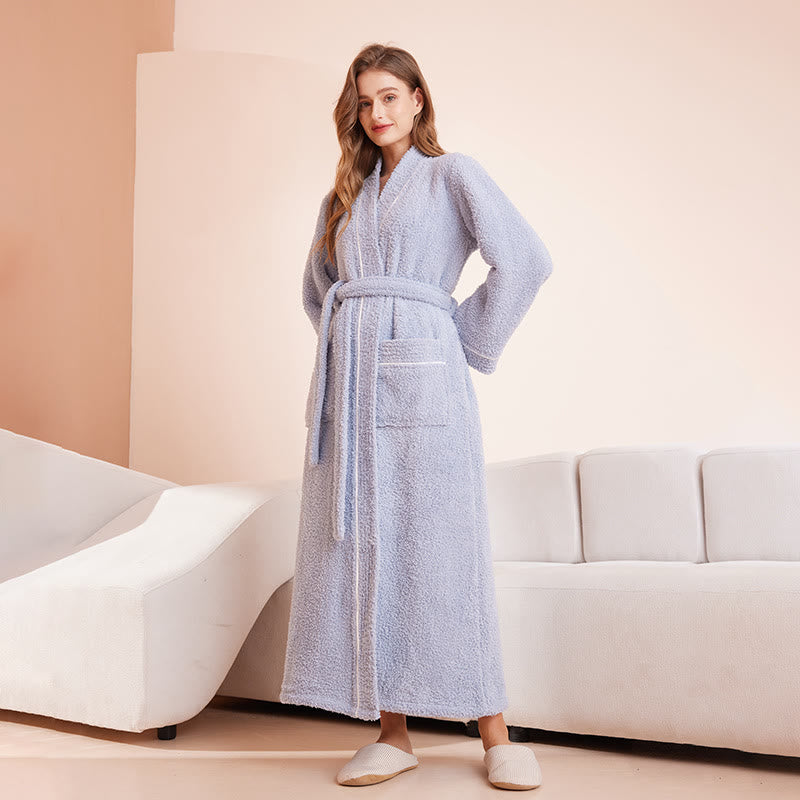 Fleece Bathrobe | Plush Microfiber Polyester | Solid Color