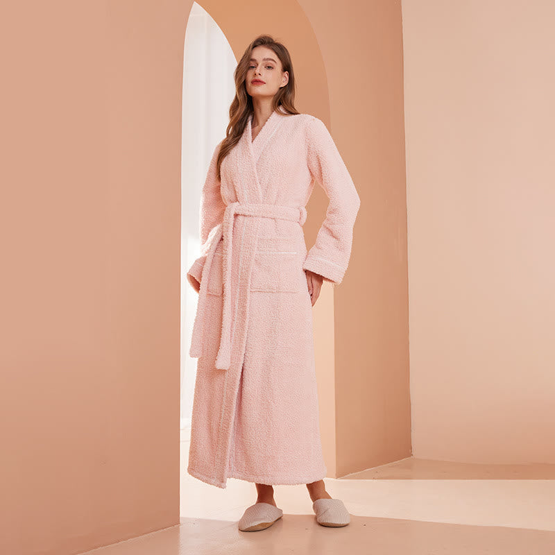 Fleece Bathrobe | Plush Microfiber Polyester | Solid Color