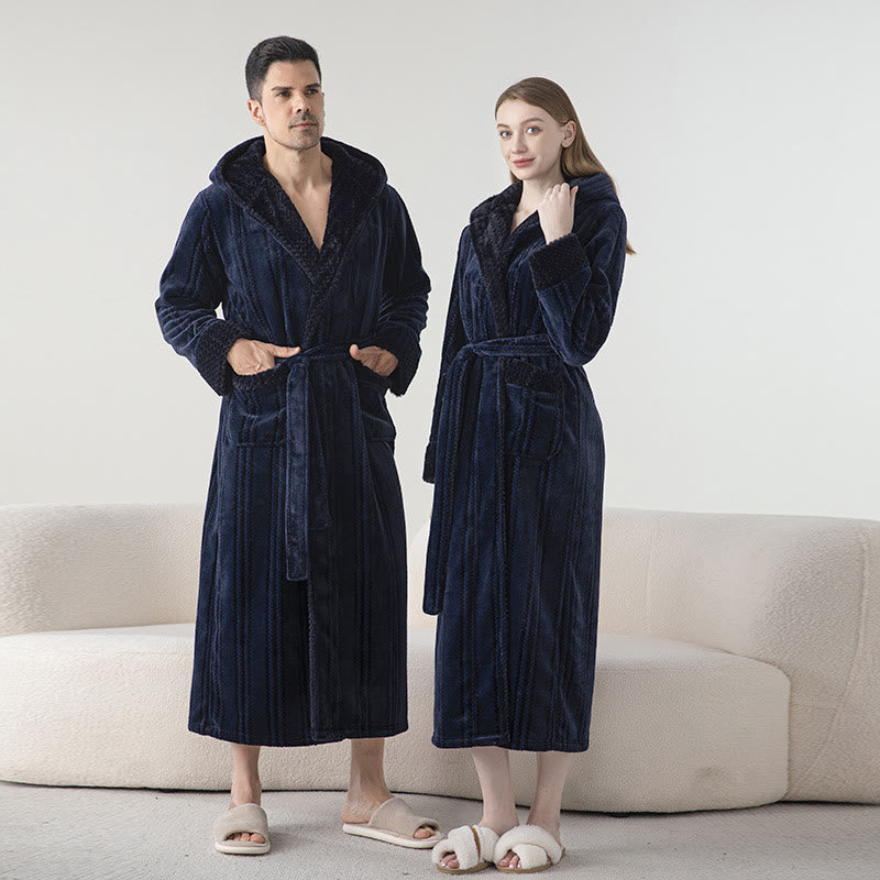 Fleece Hooded Bathrobe | Soft Polyester | Winter Warm
