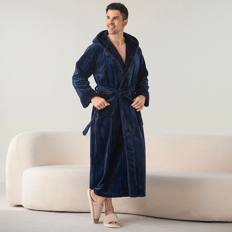 Fleece Hooded Bathrobe | Soft Polyester | Winter Warm