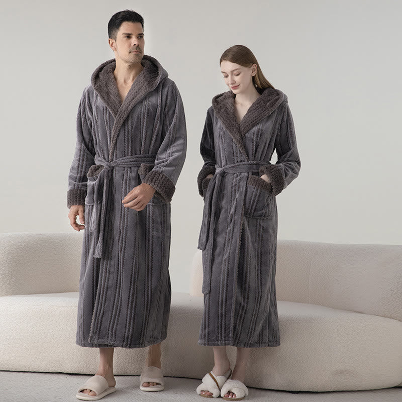 Fleece Hooded Bathrobe | Soft Polyester | Winter Warm
