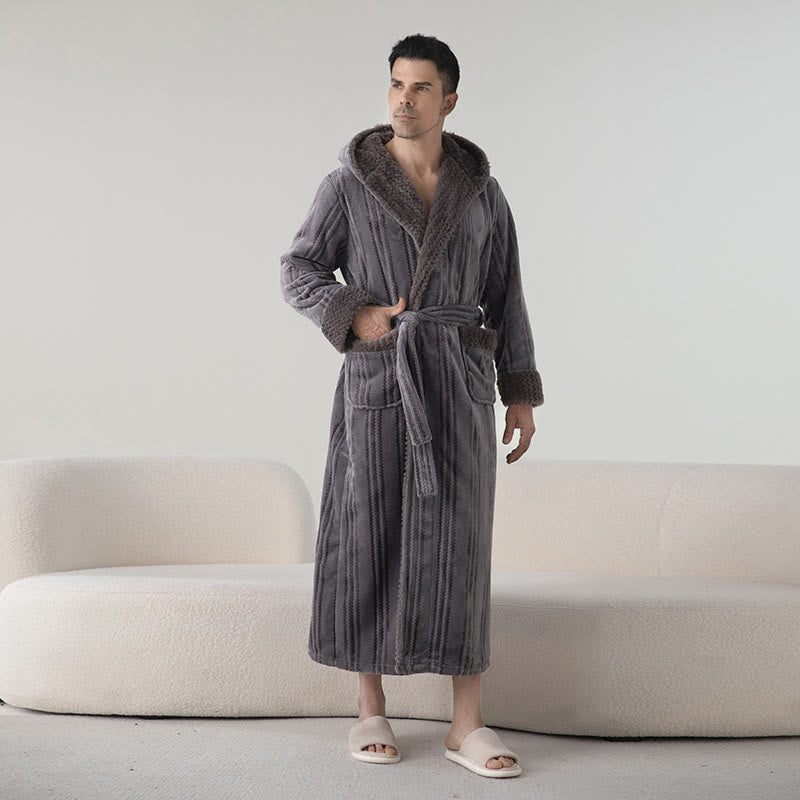 Fleece Hooded Bathrobe | Soft Polyester | Winter Warm