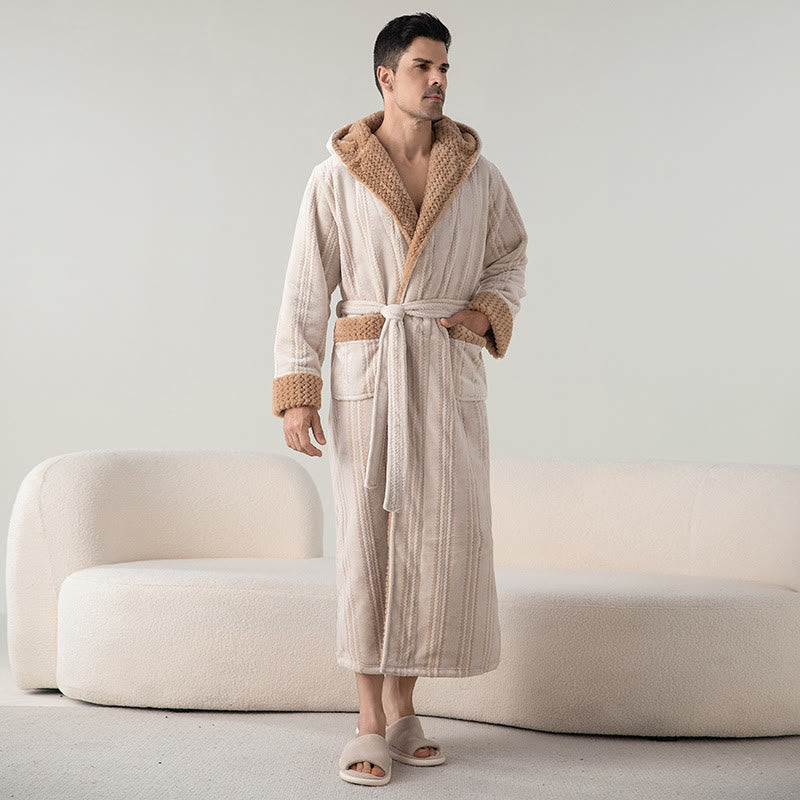 Fleece Hooded Bathrobe | Soft Polyester | Winter Warm