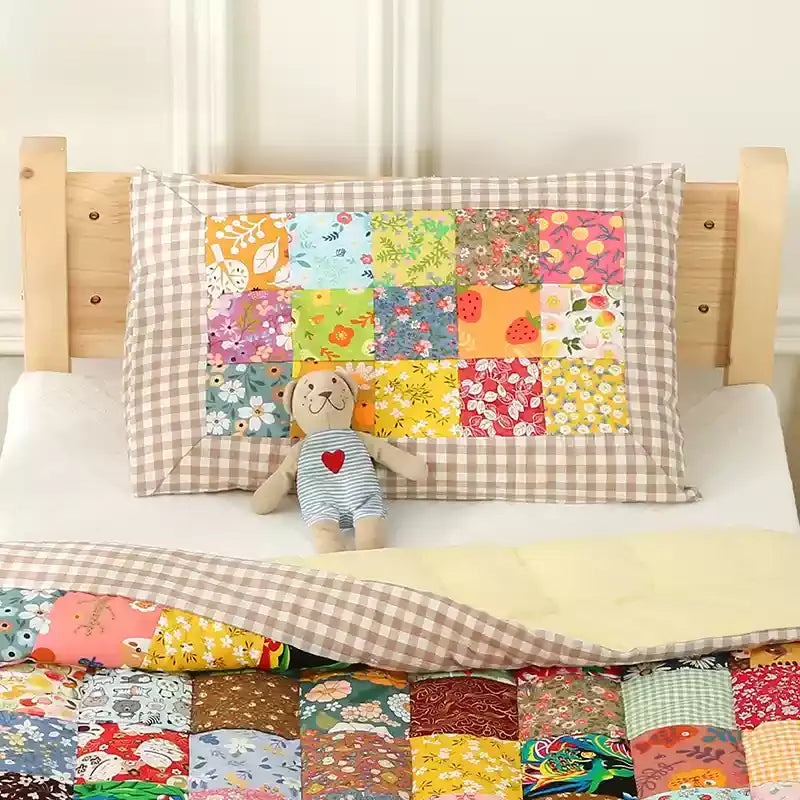 Cotton Pillowcases | Plaid & Floral Design | Set of 2