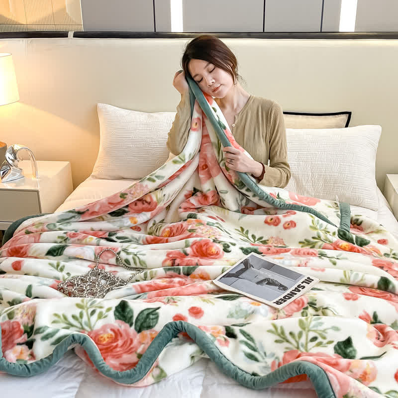 Floral Reversible Flannel Blanket | Lightweight Polyester | Twin, Full, Queen Sizes
