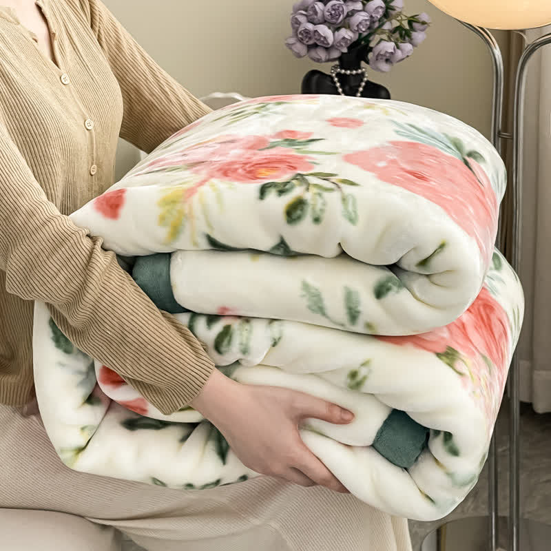 Floral Reversible Flannel Blanket | Lightweight Polyester | Twin, Full, Queen Sizes