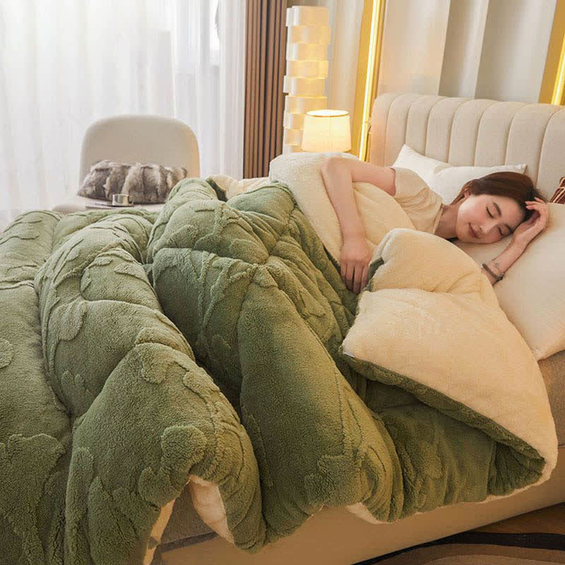 Ginkgo Leaf Winter Quilt Blanket | Jacquard Polyester | Multiple Sizes