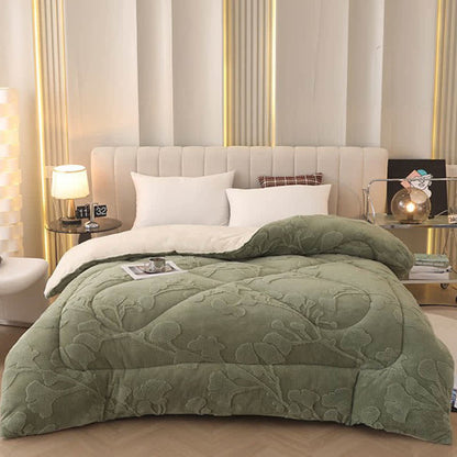 Ginkgo Leaf Winter Quilt Blanket | Jacquard Polyester | Multiple Sizes