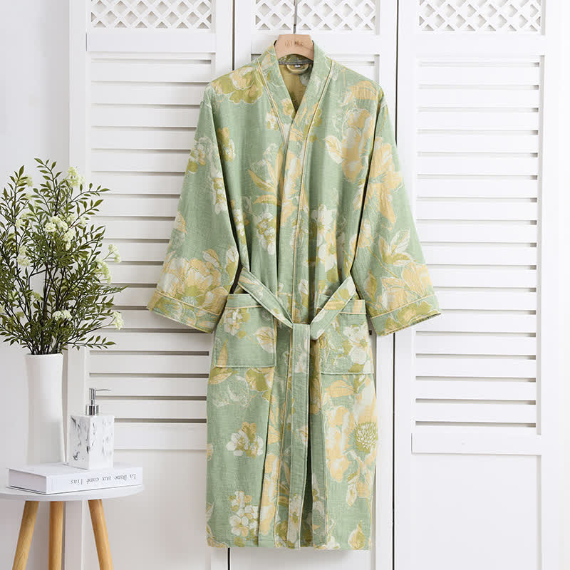 Pure Cotton Bathrobe | Elegant Floral Design | Soft and Comfortable