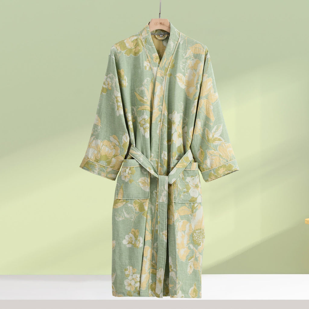 Pure Cotton Bathrobe | Elegant Floral Design | Soft and Comfortable