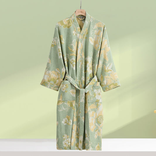 Pure Cotton Bathrobe | Elegant Floral Design | Soft and Comfortable