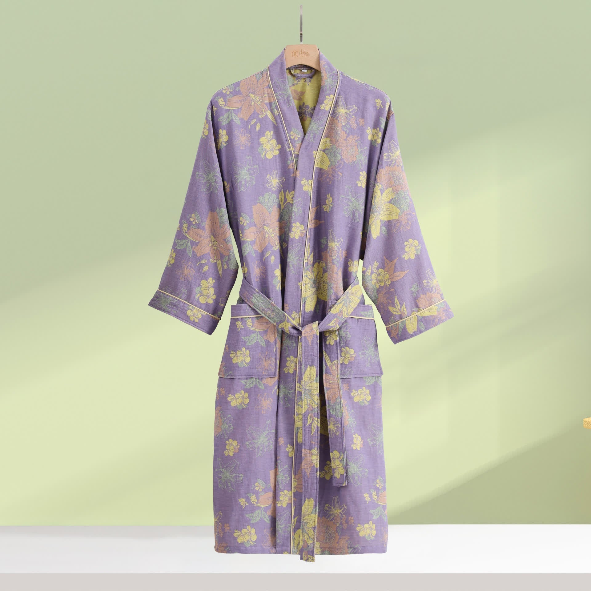 Bathrobe | Cotton Floral Lily Print | Soft & Machine Washable