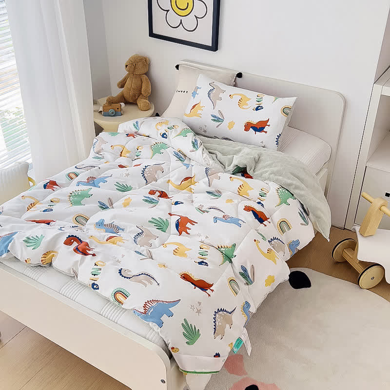 Cotton Dinosaur Toddler Quilt | Vibrant Prints | 47" x 59"