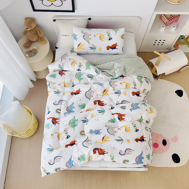 Cotton Dinosaur Toddler Quilt | Vibrant Prints | 47" x 59"