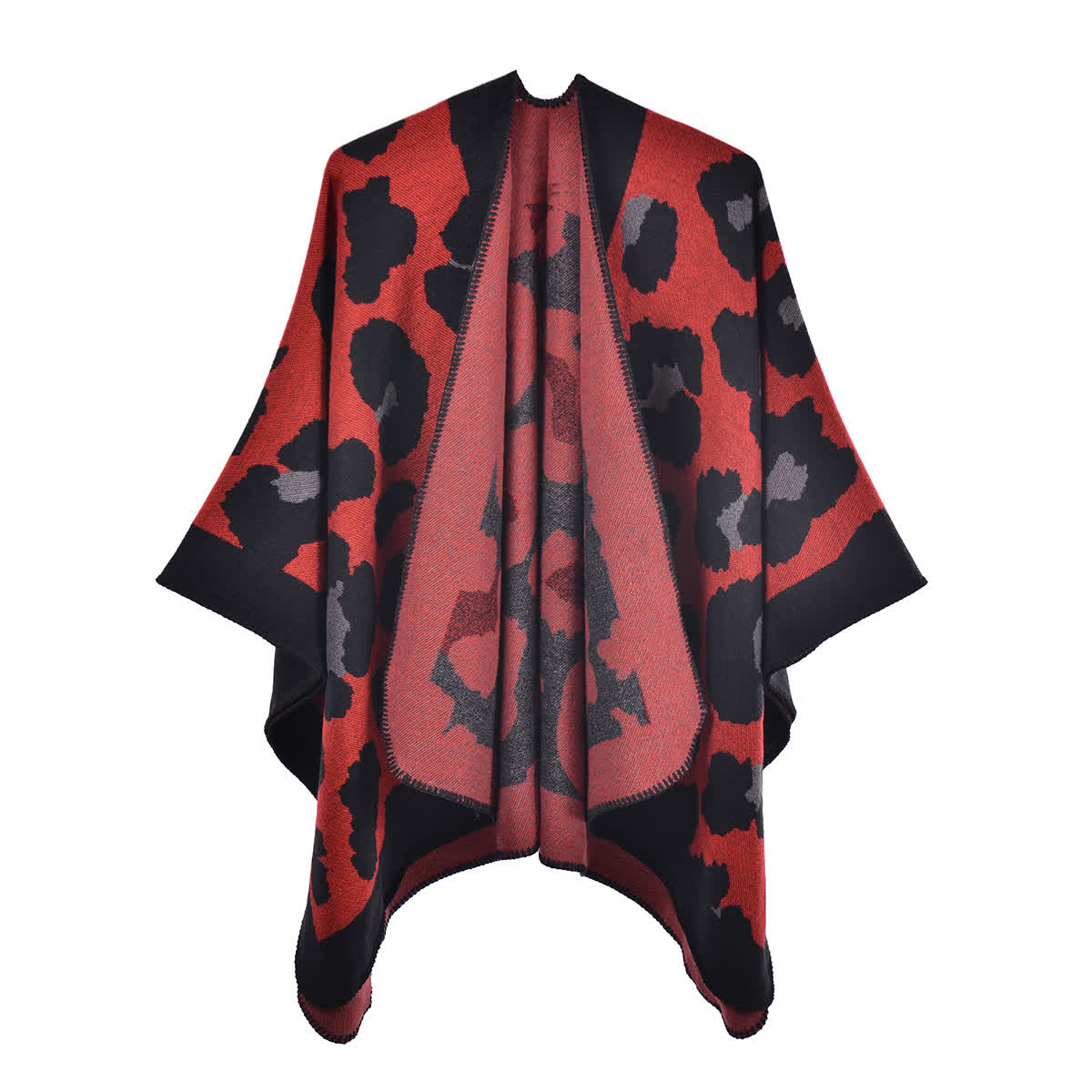 Leopard Print Shawl Cape | Ultra-Soft Acrylic | 51" x 59"