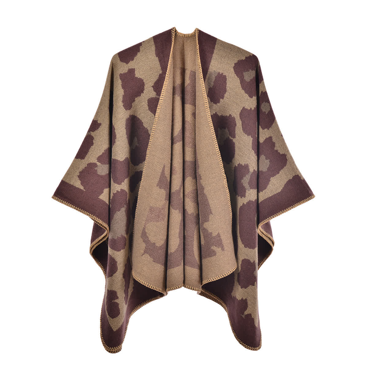 Leopard Print Shawl Cape | Ultra-Soft Acrylic | 51" x 59"