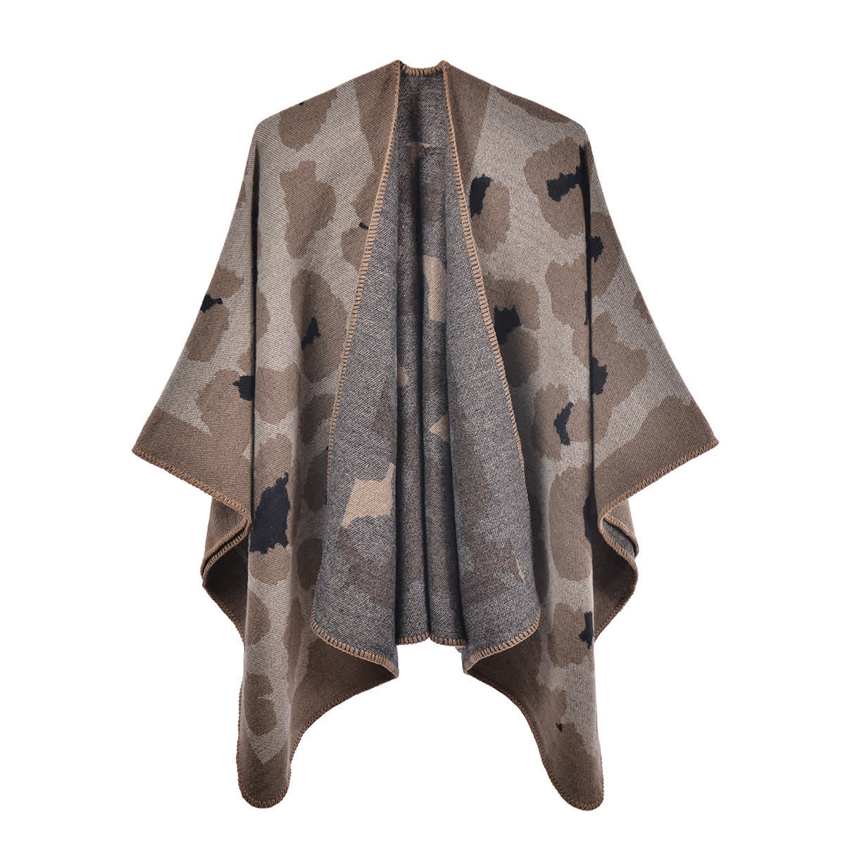 Leopard Print Shawl Cape | Ultra-Soft Acrylic | 51" x 59"
