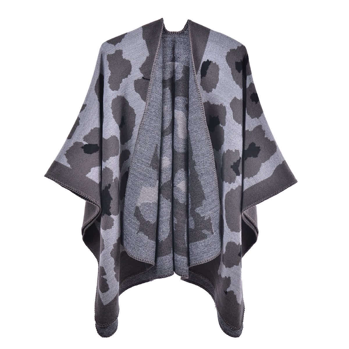 Leopard Print Shawl Cape | Ultra-Soft Acrylic | 51" x 59"