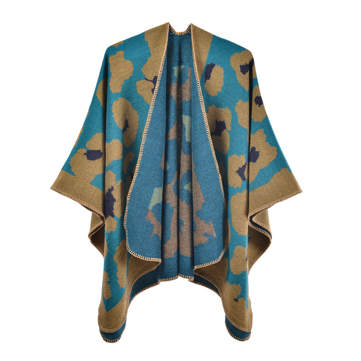Leopard Print Shawl Cape | Ultra-Soft Acrylic | 51" x 59"
