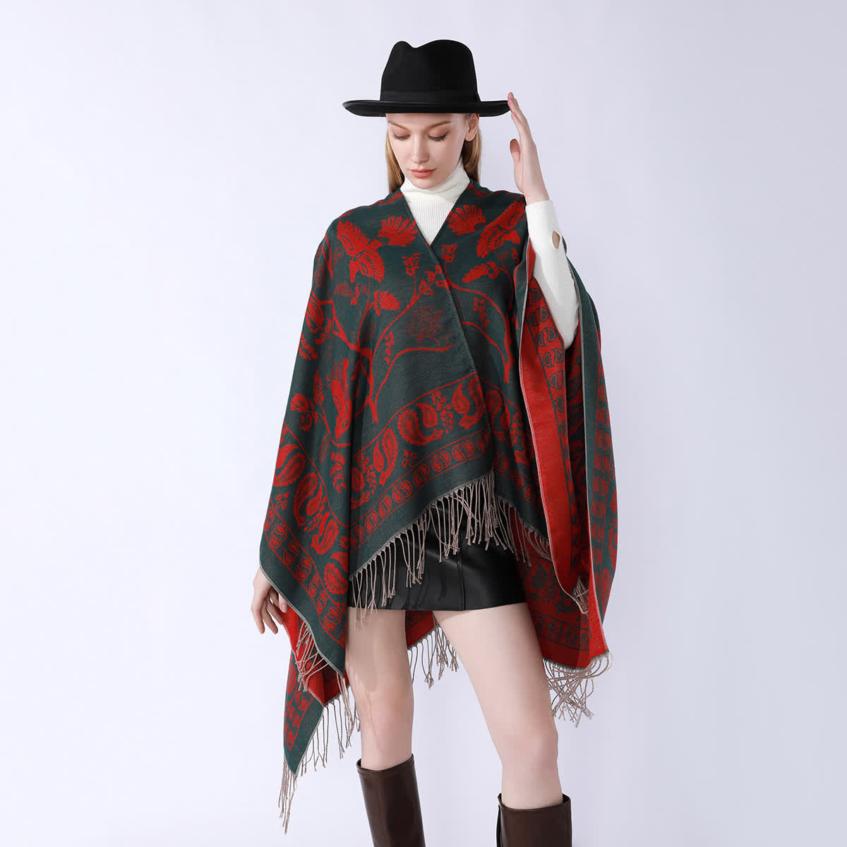 Retro Style Travel Shawl Wrap | Soft Polyester Fabric | 59" x 53"