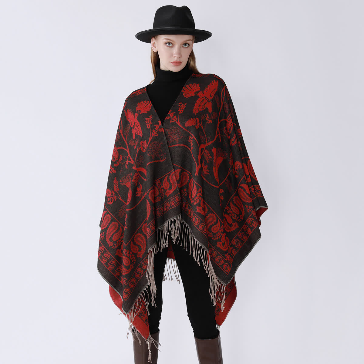 Retro Style Travel Shawl Wrap | Soft Polyester Fabric | 59" x 53"