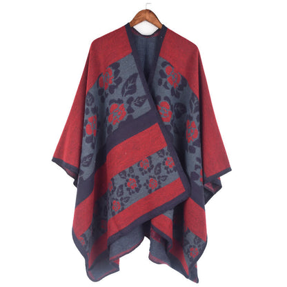 Floral Shawl Cape | Ultra-Soft Acrylic Blend | 54" x 90"