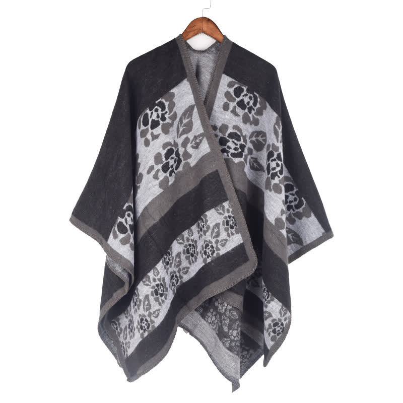 Floral Shawl Cape | Ultra-Soft Acrylic Blend | 54" x 90"
