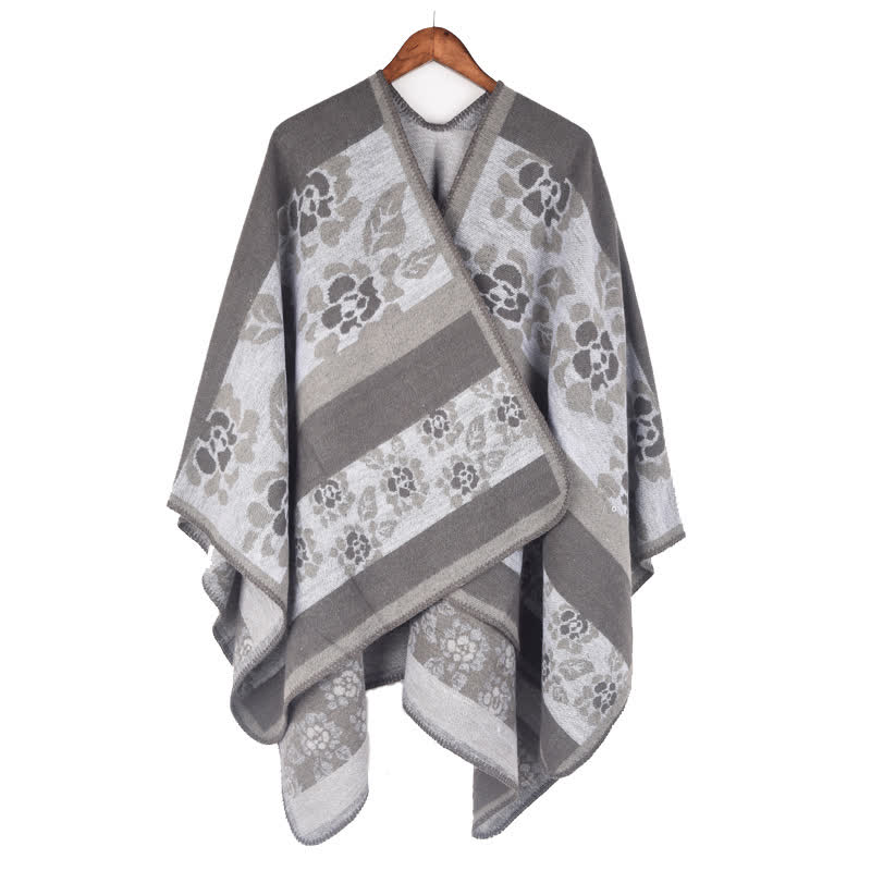 Floral Shawl Cape | Ultra-Soft Acrylic Blend | 54" x 90"