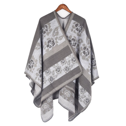 Floral Shawl Cape | Ultra-Soft Acrylic Blend | 54" x 90"