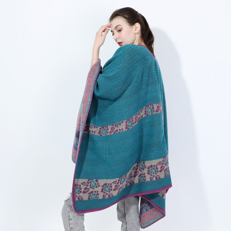 Floral Shawl Cape | Ultra-Soft Acrylic Blend | 54" x 90"