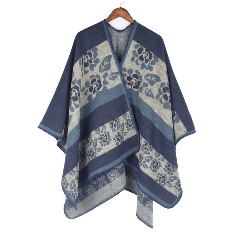 Floral Shawl Cape | Ultra-Soft Acrylic Blend | 54" x 90"