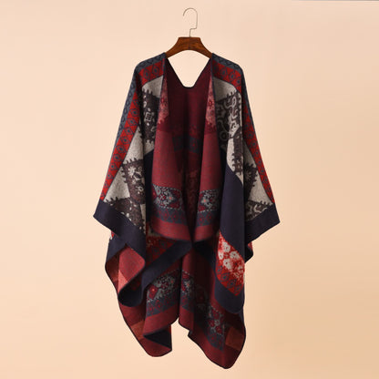 Geometric Shawl Cape | Ultra-Soft Polyester | 51" x 63"