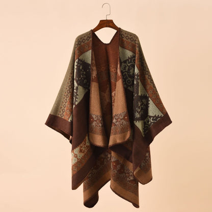 Geometric Shawl Cape | Ultra-Soft Polyester | 51" x 63"