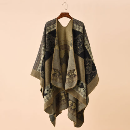 Geometric Shawl Cape | Ultra-Soft Polyester | 51" x 63"