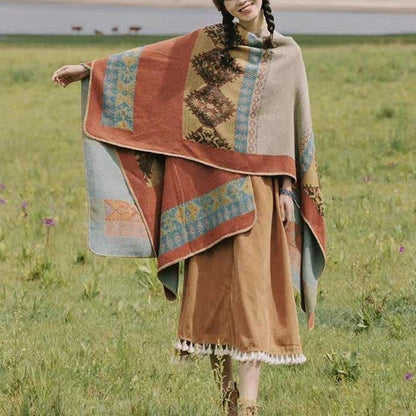 Geometric Shawl Cape | Ultra-Soft Polyester | 51" x 63"