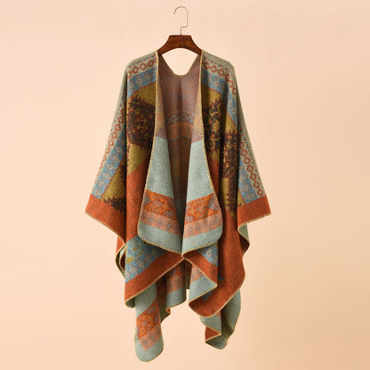 Geometric Shawl Cape | Ultra-Soft Polyester | 51" x 63"