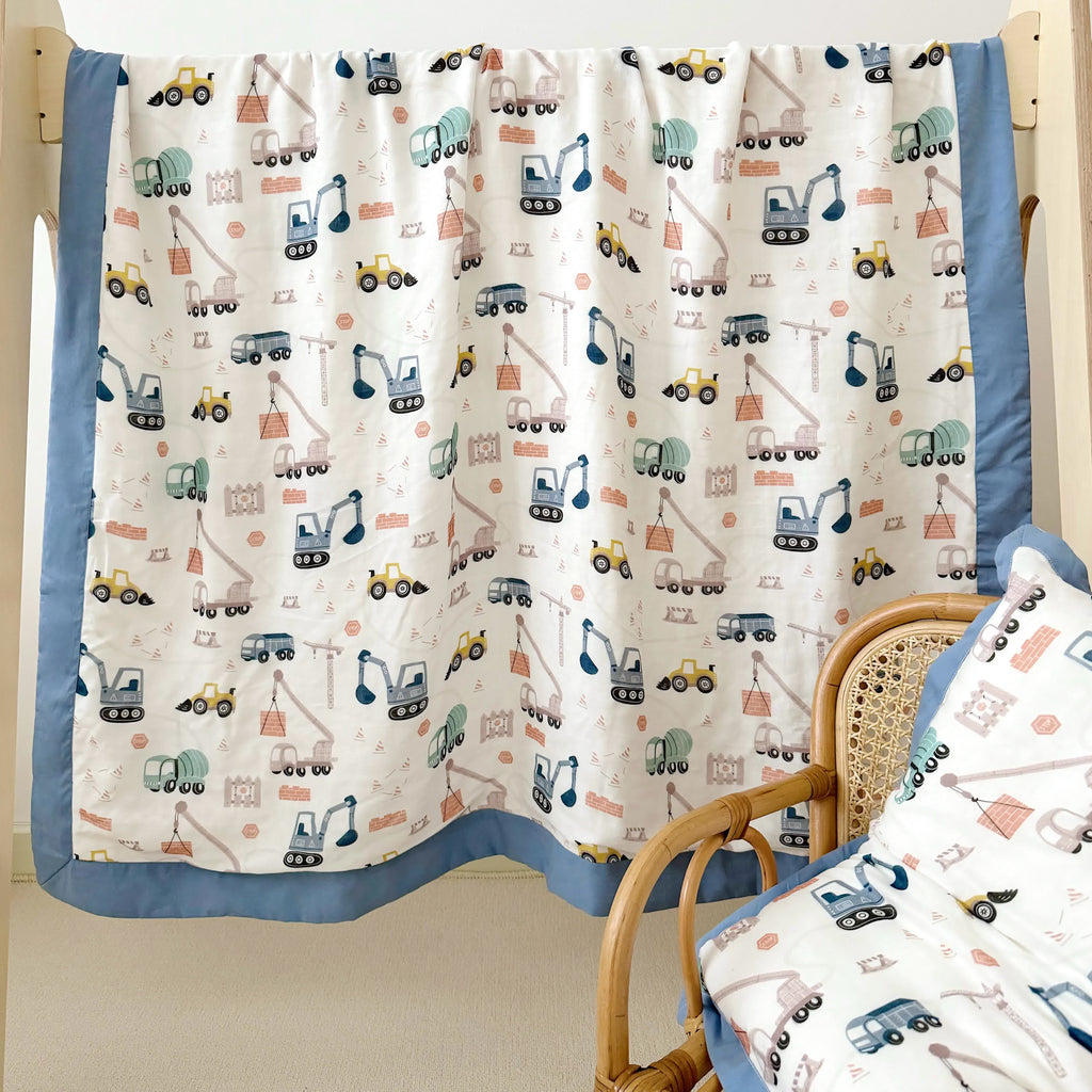 Toddler Quilt | Bamboo Fiber & Cotton | Cartoon Truck Design
