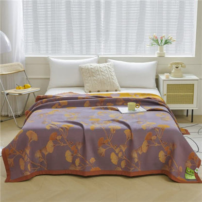 Ginkgo Leaf Reversible Quilt | Jacquard Cotton | Available in Multiple Sizes