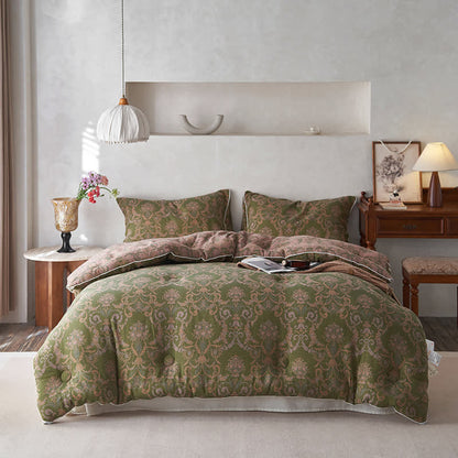 Retro Jacquard Quilt | Cotton & Cashmere Blend | Queen Size