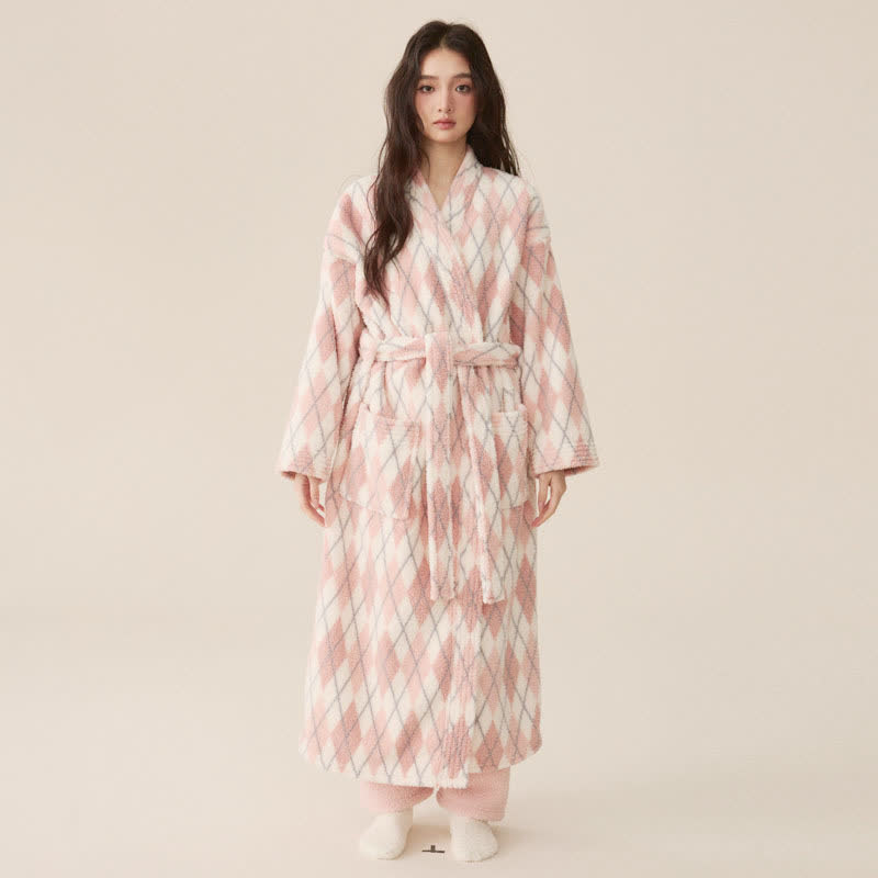 Fleece Bathrobe | Premium Polyester | Diamond Print